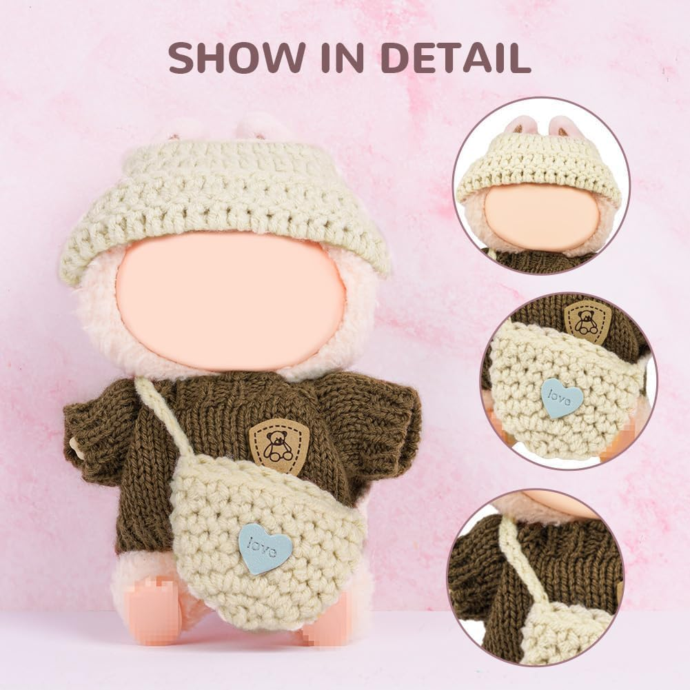 Doll Clothes Compatible With17/15Cm Doll,Handcrafted Crochet Miniature Accessories Set, Handcrafted Crochet Outfit Set and DIY Craft Projects Doll Outfit Doll Accessories Gifts for Girls Boys image number 1