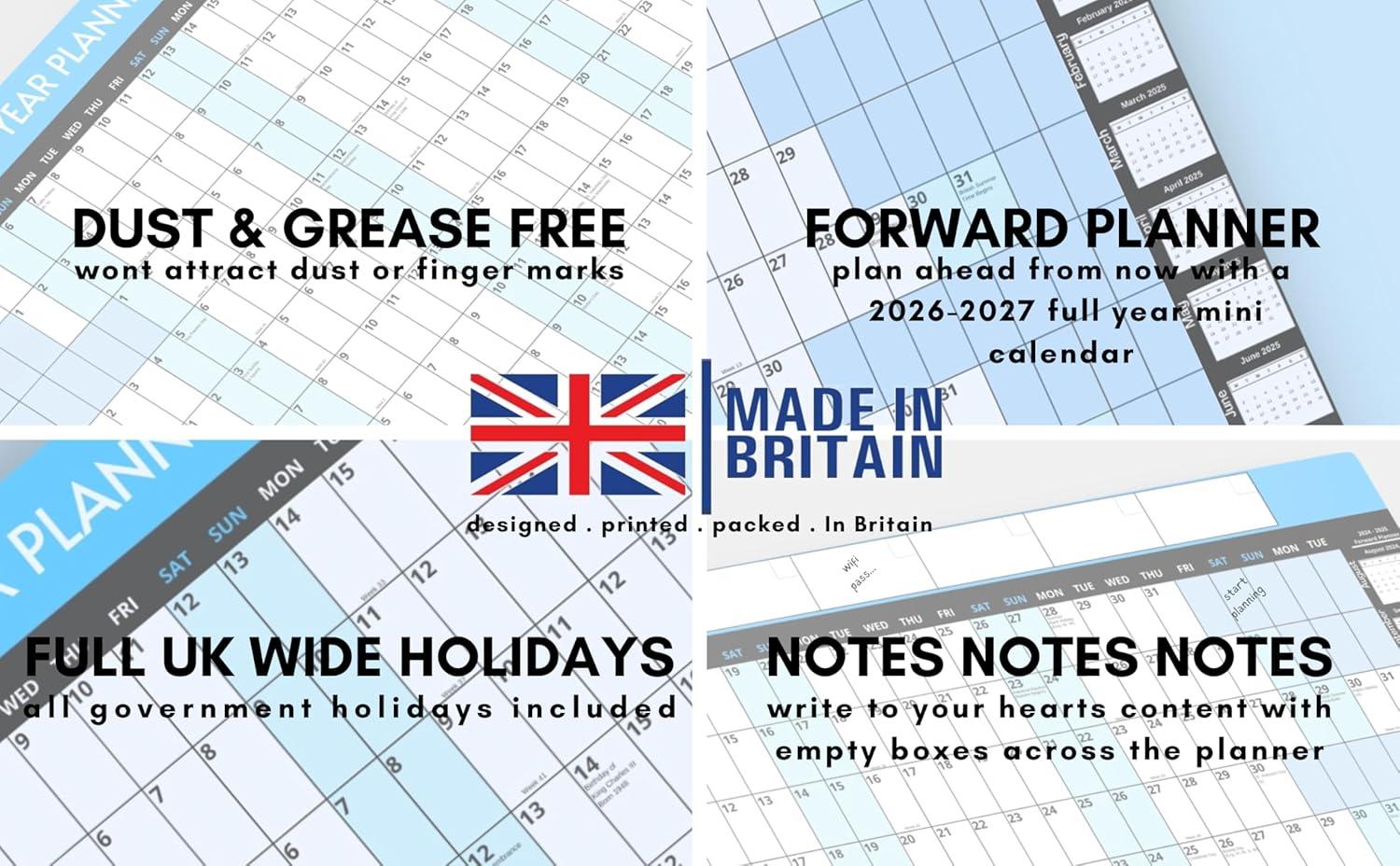 2025 A1 Yearly Wall Planner 2025 Wall Calendar | 59.4 X 84.1Cm | Year Planner 2025 | Runs from Jan 2025 - Jan 2026 with Mini 2026 Calendar | Wall Calendar 2025 Wall Planner | Printed in UK image number 4