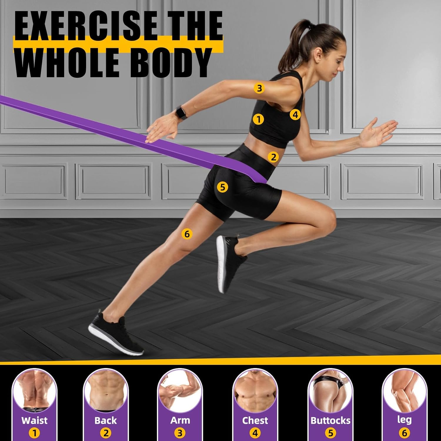 ZERIFAM Resistance Bands Set, 5 Pack Sports Exercise Band Strength Training with Door Anchor and Handles, Assist Straps for Pull Ups, Resistance Bands for Men Women, Workout Bands for Home or Gym image number 3