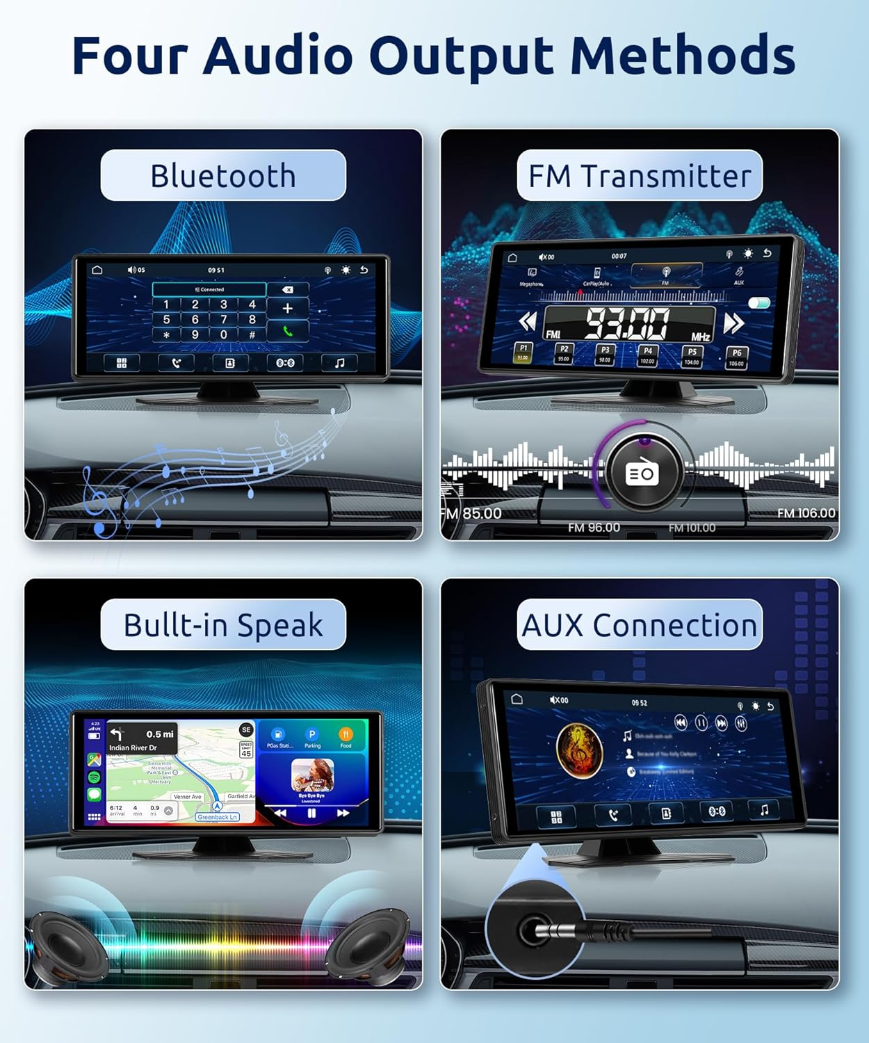 10.26 Inch Wireless Carplay Screen with Backup Camera Car Radio Android Auto Portable Carplay Screen,Rimoody Touchscreen Carplay Screen Bluetooth FM Transmitter Airplay Mirror Link Voice Control image number 3