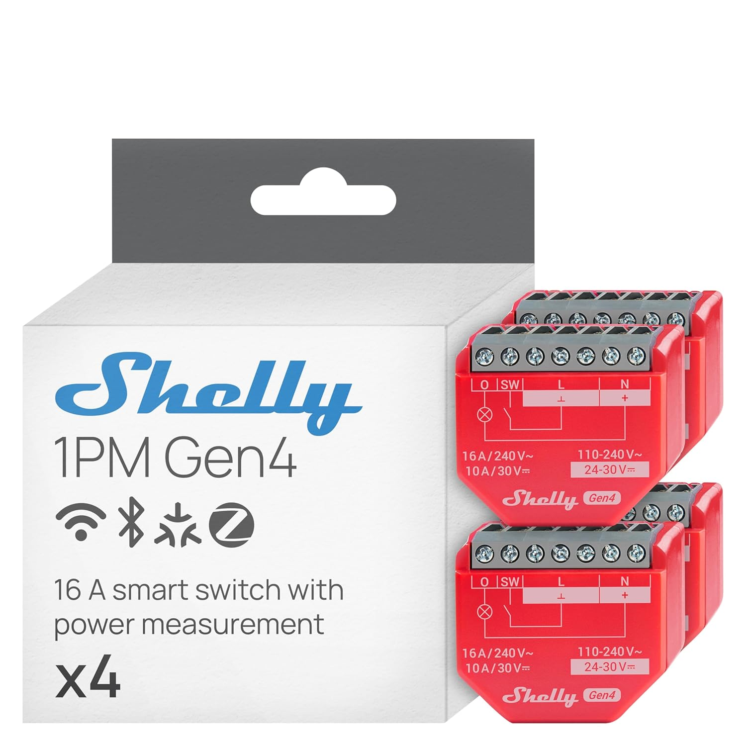 Shelly 1PM Gen4 WLAN Smart Relay Switch, Current Measurement, Electric Meter, 1 Channel, 16 A, Light Switch, Heating, Smart Home, Timer, Alexa & Google, Matter, No Hub Required (Pack of 4) image number 6