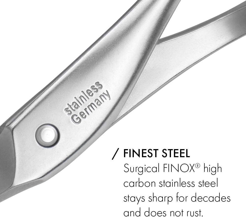 GERMANIKURE 4Pc Manicure Set in Black Leather Case - Made in Solingen Germany, FINOX Stainless Steel Tools &ndash; Professional Quality Compact Nail Grooming Kit - Magenta Leather image number 6