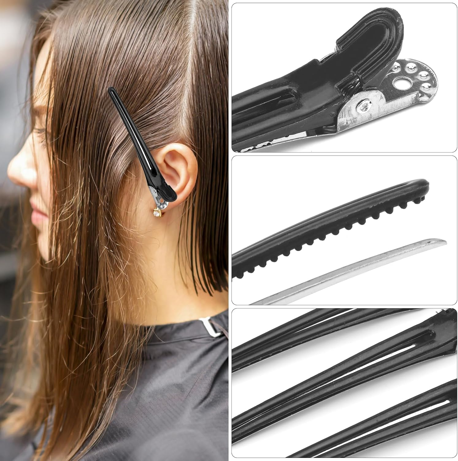 UOCAI Pack of 12 Hairdressing Hair Clips, Hair Clips for Styling and Cutting, No Trace Hair Clips, Non-Slip Hair Clips with Tail Comb, Section Clips, Hairdressing Hair Clips, Women'S Hair Clips, image number 5