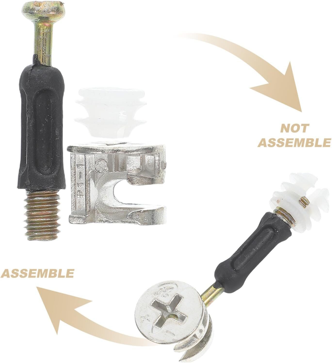 Kisangel 30 Sets Furniture Connector Cam Locks Kit with Alloy Cam, 35Mm Plastic Dowels and Embedded Screws, Cabinet Fasteners Hardware for Wardrobe, Drawer and Table Assembly in Home And image number 4