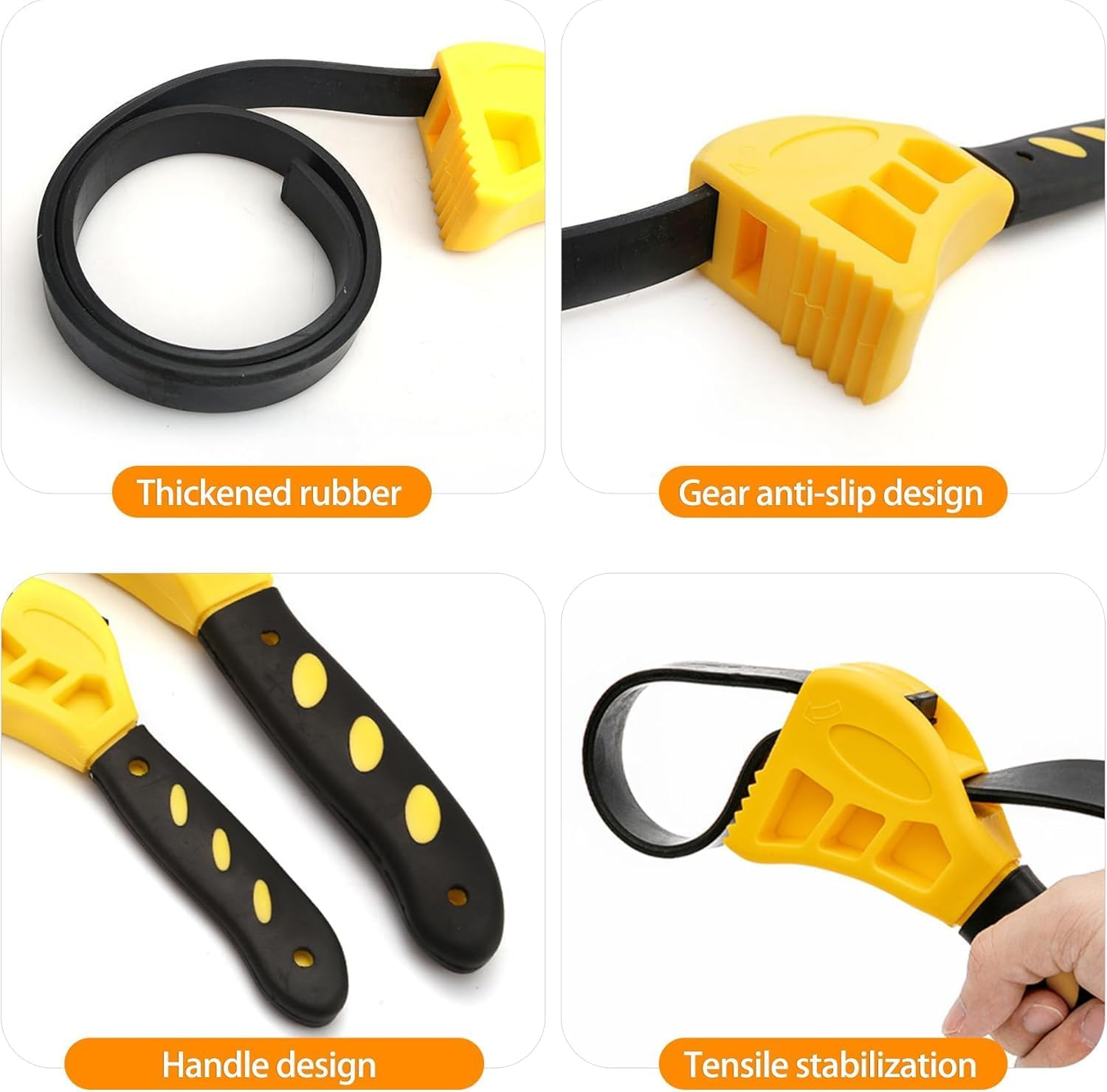 Strap Wrench Set Adjustable Rubber Belt Wrench for Oil Filter Wrench Set, Jar Opener, Fit Shower Head/Water Filter 4" (Small) & 6"(Large), Pack of 2 image number 6