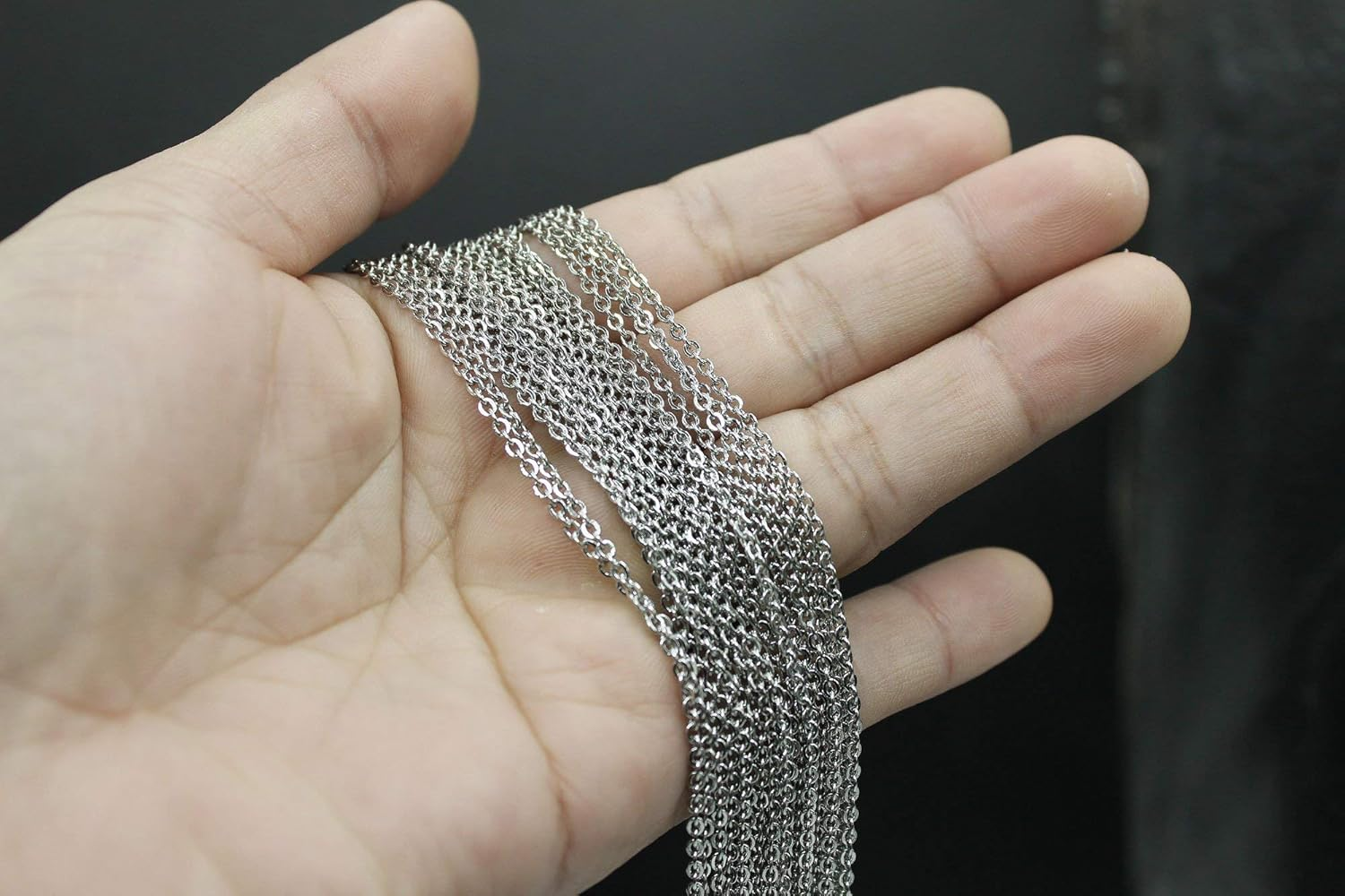 Wholesale 12 PCS Genuine Stainless Steel Fine Cable Chain Necklace Chains Bulk for Jewelry Making 18-30 Inches (20 Inch(2Mm)) image number 3