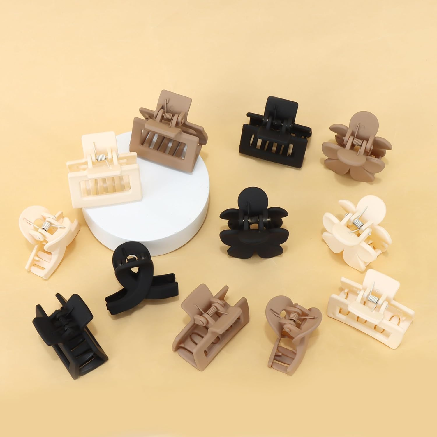 12Pcs Small Hair Clips Matte Medium Claw Clips for Women and Girls Small Claw Clips for Thin/Medium Fine Hair Strong Hold Jaw Clips Non-Slip Cute Mini Hair Clips image number 6