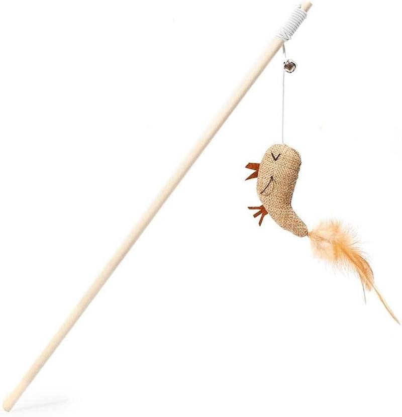 Cat Toy,Cat Interactive Toys,Squeak Cat Teaser Wand Toys, Interactive Bird Toys for Indoor Kittens, Sustainable 40 Cm Long Wooden Handles, Fun Exerciser Playing Toy for Kittens or Cats image number 2
