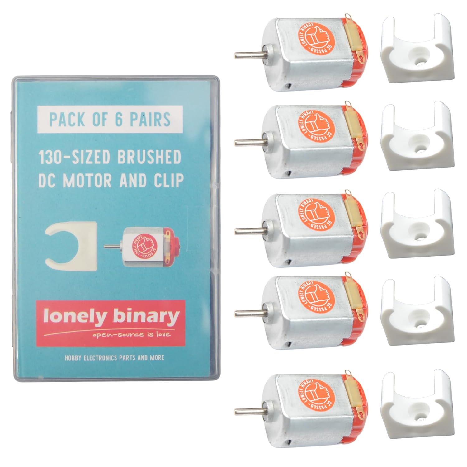 6-Pack 130 DC Motor with Stands &ndash; 1.5V-6V Mini Electric Motors 15000-16500 RPM for Arduino, Raspberry Pi, DIY Projects, Robotics, STEM, Model Cars & Electronics