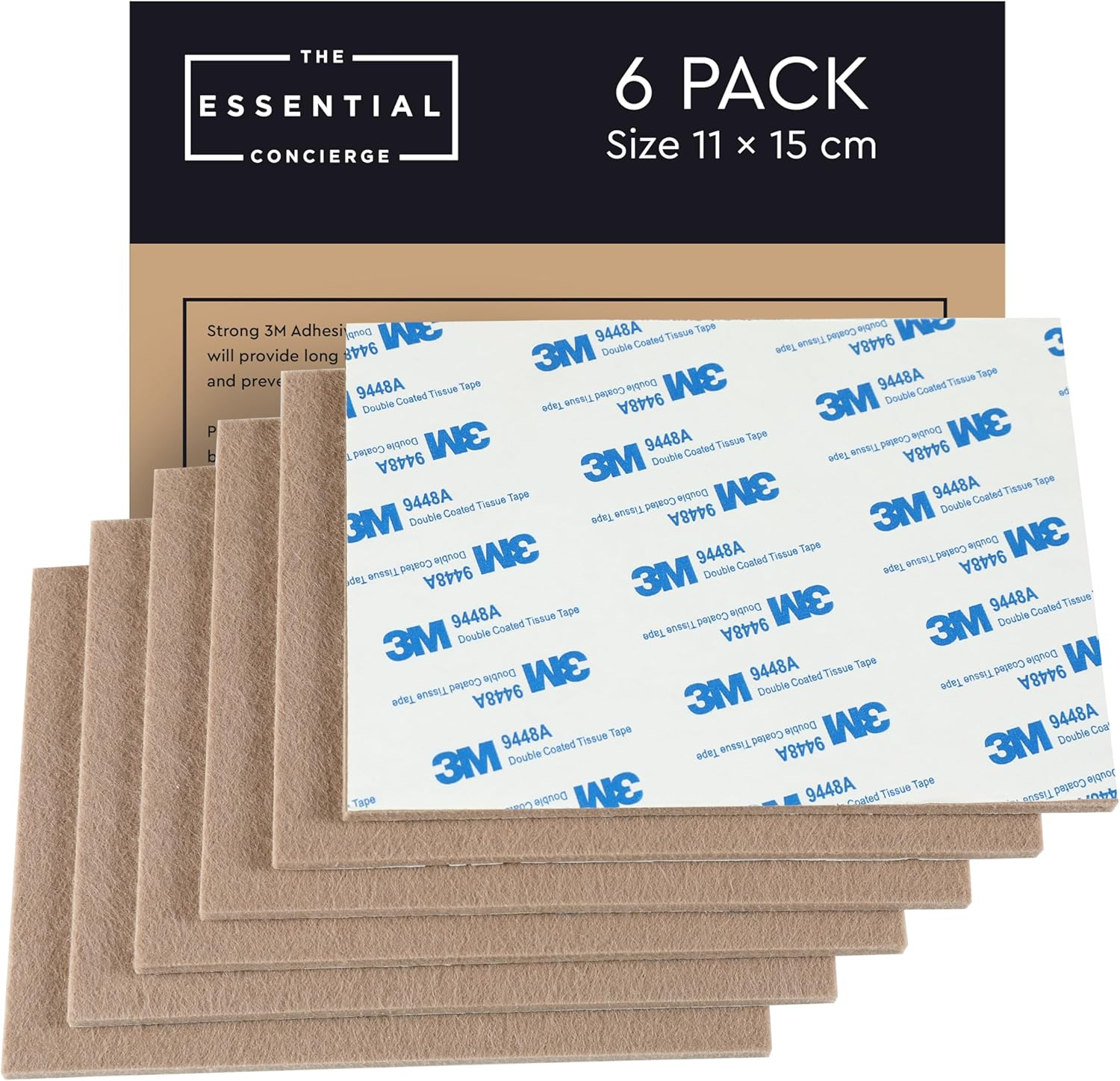 Felt Furniture Pads, Floor Protectors for Furniture Legs, 6 Pack of Cut to Size Felt Chair Leg Floor Protectors, 15 Cm X 11 Cm Self Adhesive Furniture Felt Pads for Hardwood Floors