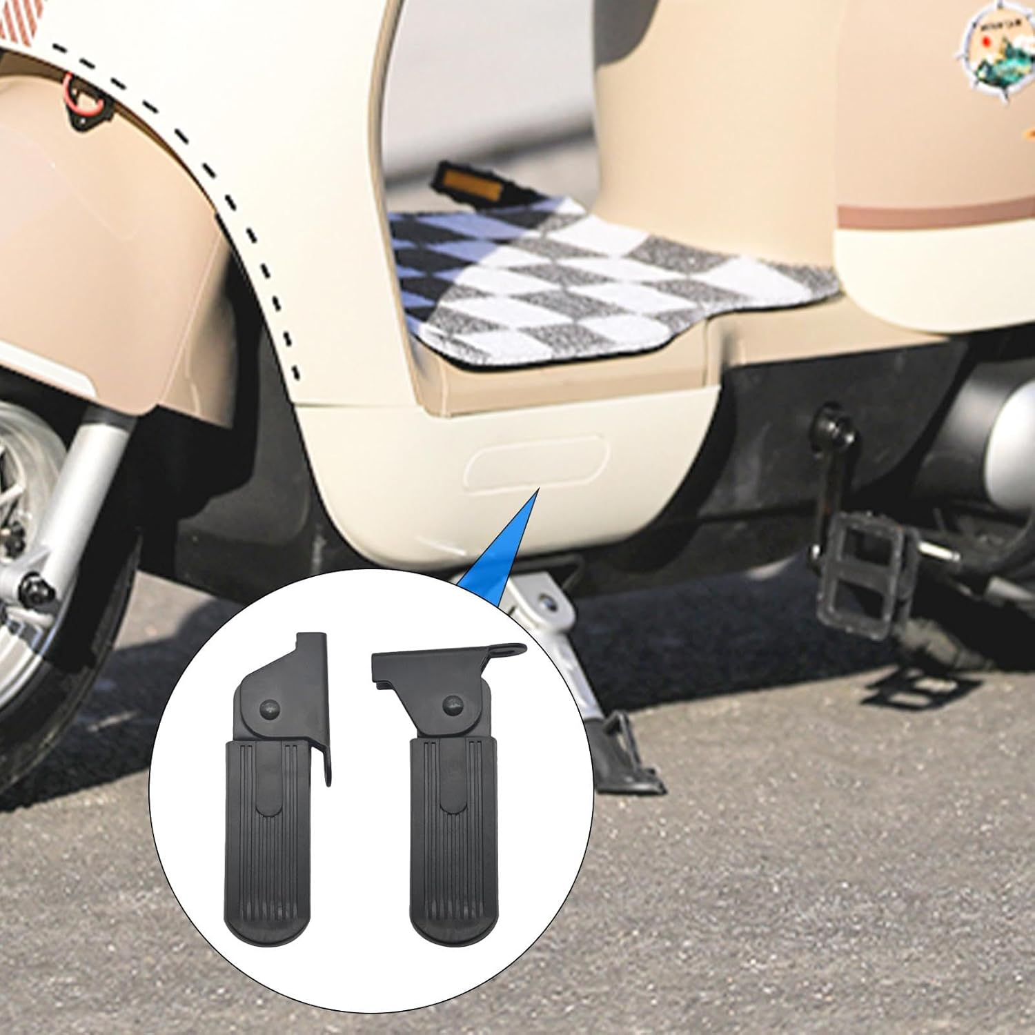 Motorcycle Foot Pegs, Front Foot Pedal for Ebikes | Passenger Pedal Supports, Folding Motorcycle Foot Rests for Electric Vehicles