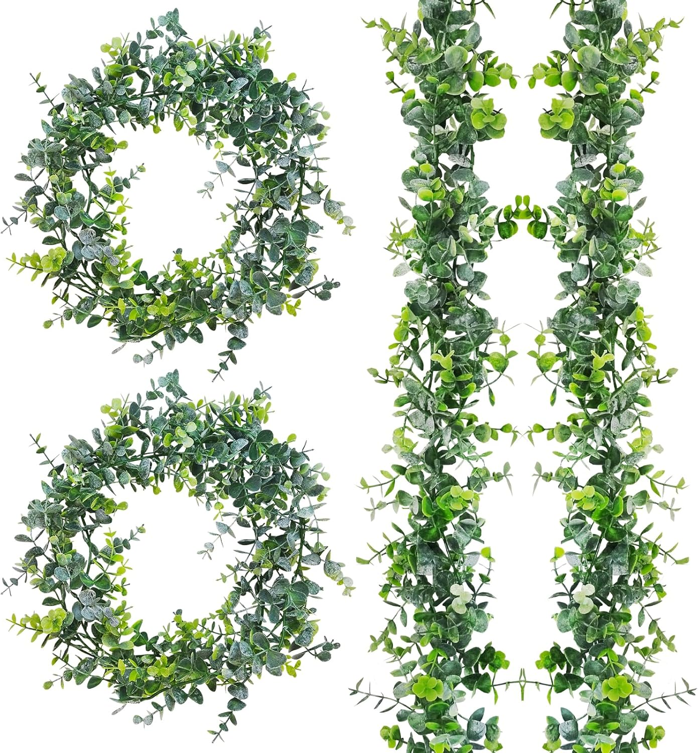 SOVYOULIVE Eucalyptus Garlands for Table, 4 Packs 5.8FT Long Fake Greenery Vines, Artificial Hanging Plant for Wedding Bouquet Party Indoor Outdoor Decor image number 5
