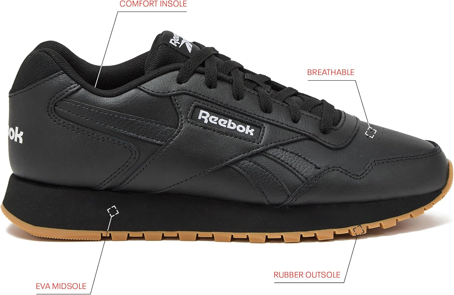 Reebok Unisex Glide Sneaker, Black/White, 8.5 US Women/7 US Men image number 1