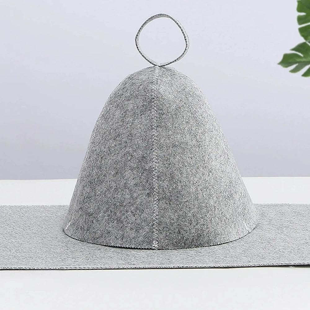 RUIBEX Wool Sauna Hat for Men and Women, Sauna Accessories for Banya and Spa, Sauna Cap Compatible with Sauna Use, White and Grey, 2 Pack image number 4