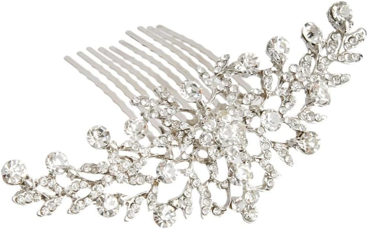 POPETPOP Hair Clip with Diamonds Vintage Silver Hair Side Combs Hair Comb Made of Silver Vintage Alloy Wedding Hair Comb with Rhinestone Beads Rhinestone Comb Wedding Dress Women'S Hair Pin image number 2