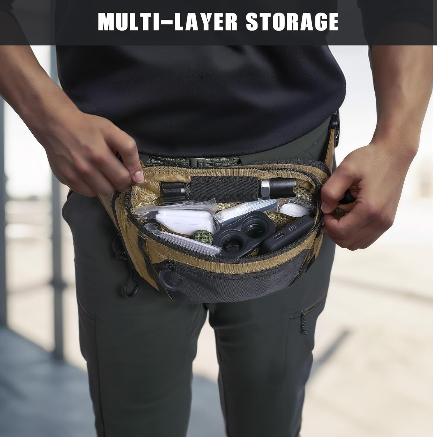 Tactical CCW Fanny Bag, Concealed Carry Fanny Pack W/Adjustable Waist Belt Tactical Waist Bag Handgun Pouch with Universal Pistol Holster, Everyday Hip Pack for Men Travel Outdoor