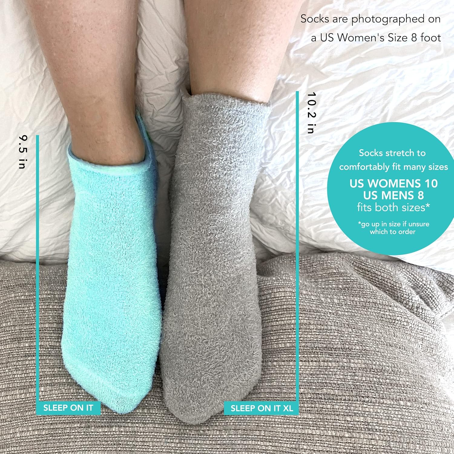 Barefoot Scientist Sleep on It Overnight Moisturizing Gel Socks, Low Profile Ankle Socks, Nourish Your Feet, Grey, L