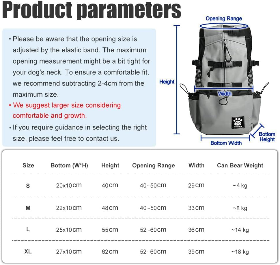 Woolala Dog Backpack Carrier Rucksack Puppy Head Out Front Pack with Waterproof Lining, Small Pet Travel Bag for Hiking Walking Bike image number 4