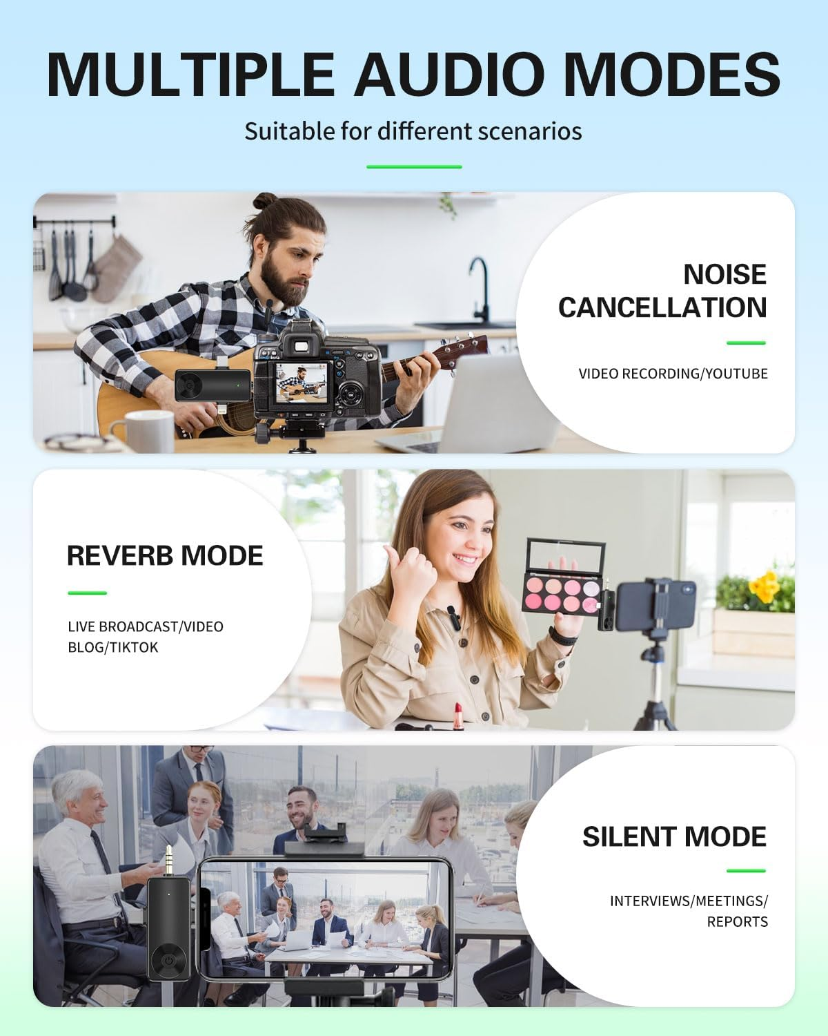 Ominoral Mini Microphone for Iphone Android Camera Ipad USB-C, 4 in 1 Professional Wireless Lavalier Lapel Microphone for Recording, Live Stream, Youtube, Facebook, Tiktok, Vlog (2 Pcs) image number 4