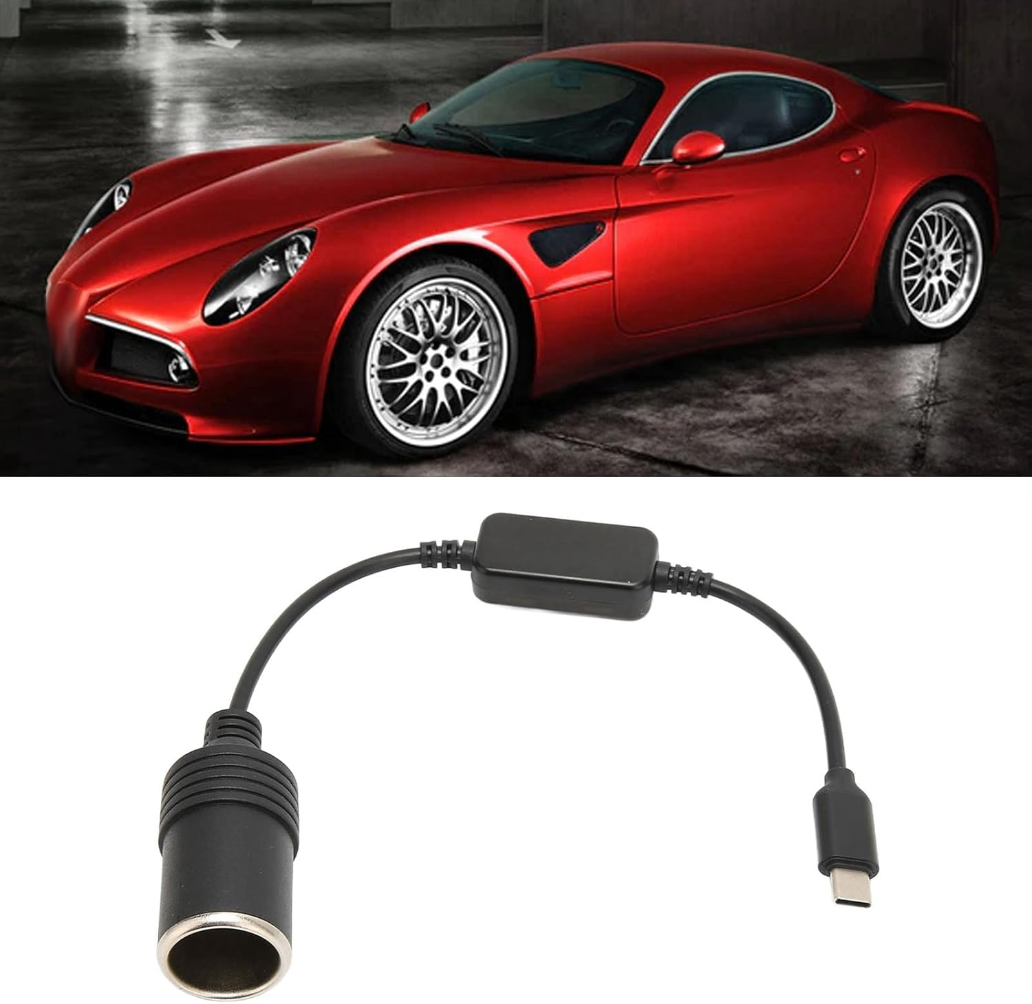 Cigarette Lighter USB Charger USB C to 12V Car Cigarette Lighter USB Female Cigarette Lighter Converter Power Adapter Converter, USB to 12V DC Adapter for Car Electronics image number 6