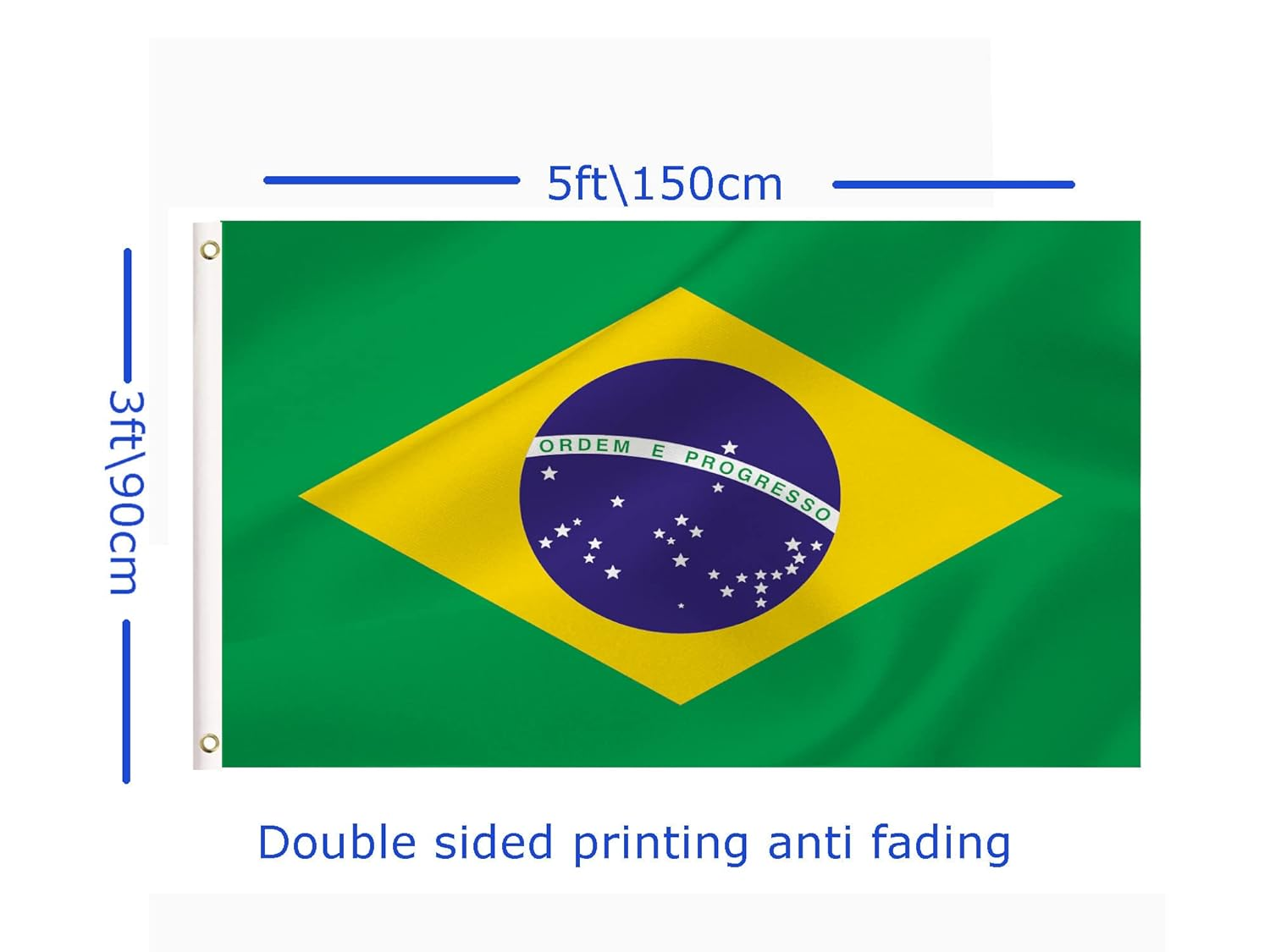 LARGE Brazilian Flag, 3X5Ft Brazil Flags Banner for Indoor Outdoor Decoration of Canada Yards.Parade or Express Mood