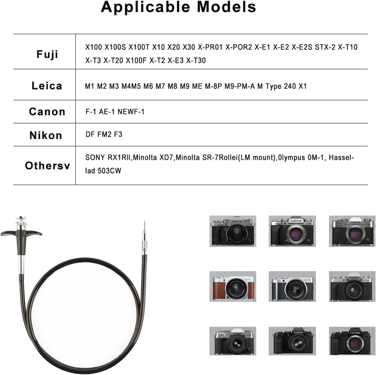 WADY Mechanical Shutter Release Threaded Vibration Shutter Release Cable Lock Mechanical Remote Shutter Trigger for Dslr/Mirrorless Cameras Durable Metal Construction (40CM) image number 1