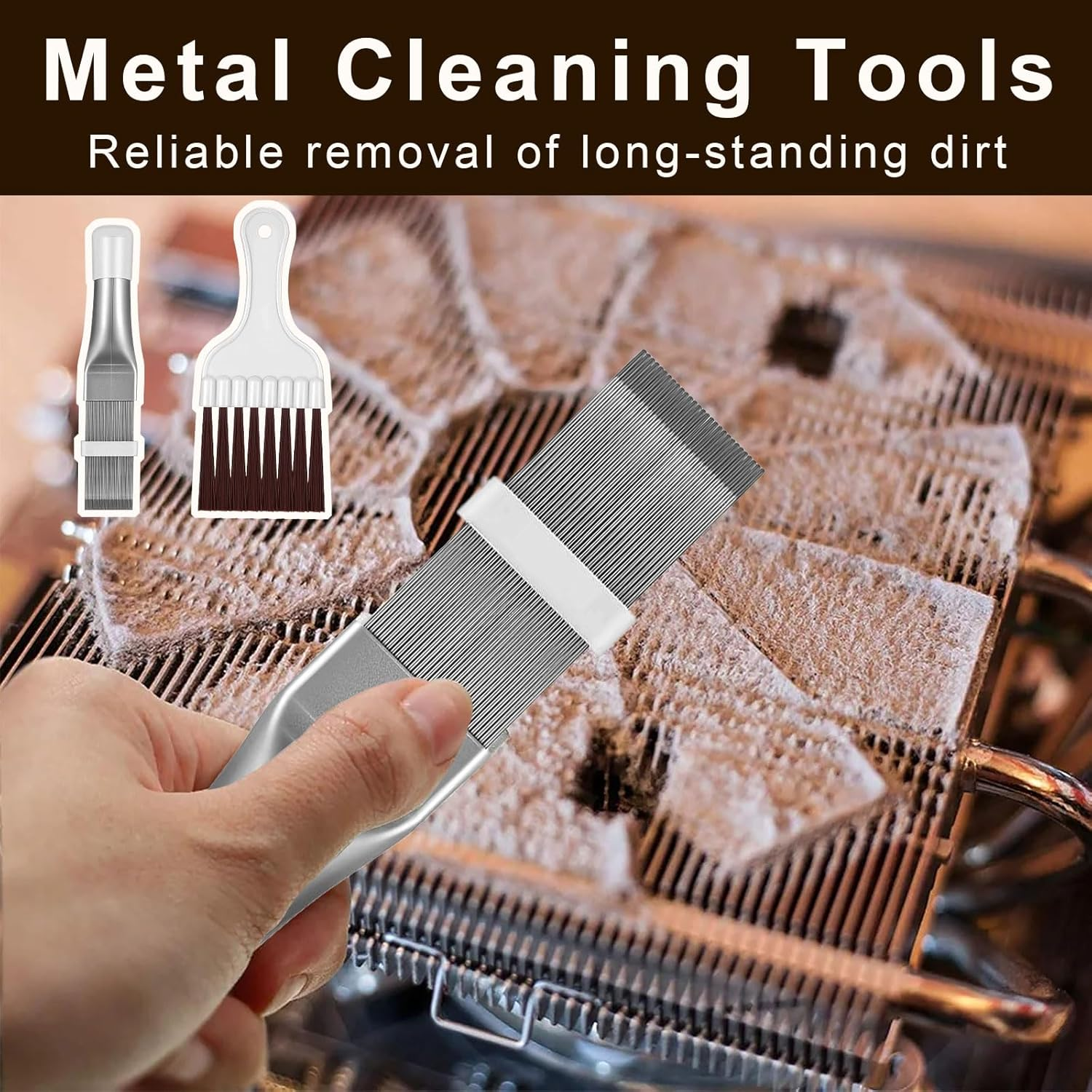 Lamellar Comb, Pack of 2 Slat Comb Dryer, Condenser Comb Dryer, Condenser Stainless Steel Radiator, Dryer Cleaning Brush, for Cleaning Air Conditioners, Refrigerators, Evaporators