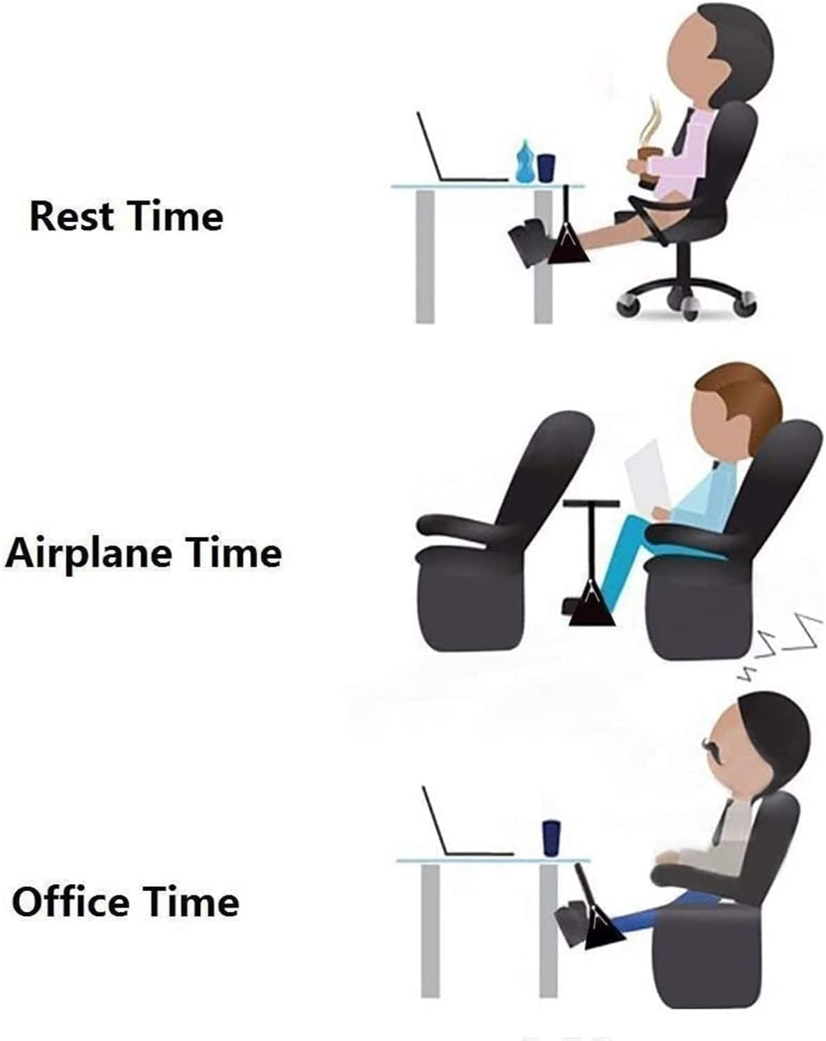 Foot Rest, Portable Travel Footrest Flight Carry-On Foot Rest Adjustable Height Foot Rest Travel Accessories Footrests Hammock, Black. image number 1