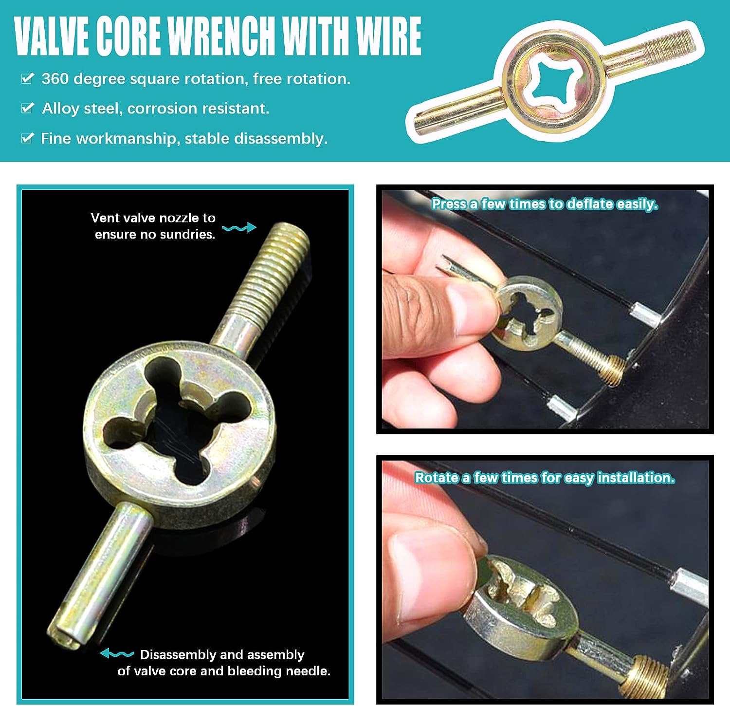 76Pcs Tire Patch Auto Repair Tool Kit Includes Valve Stem Remover Puller, Valve Core Remover, Tire Patch Roller, 4-Way Valve Tool, Valve Cores, Valve Core Removal Key Single Head Valve Remover