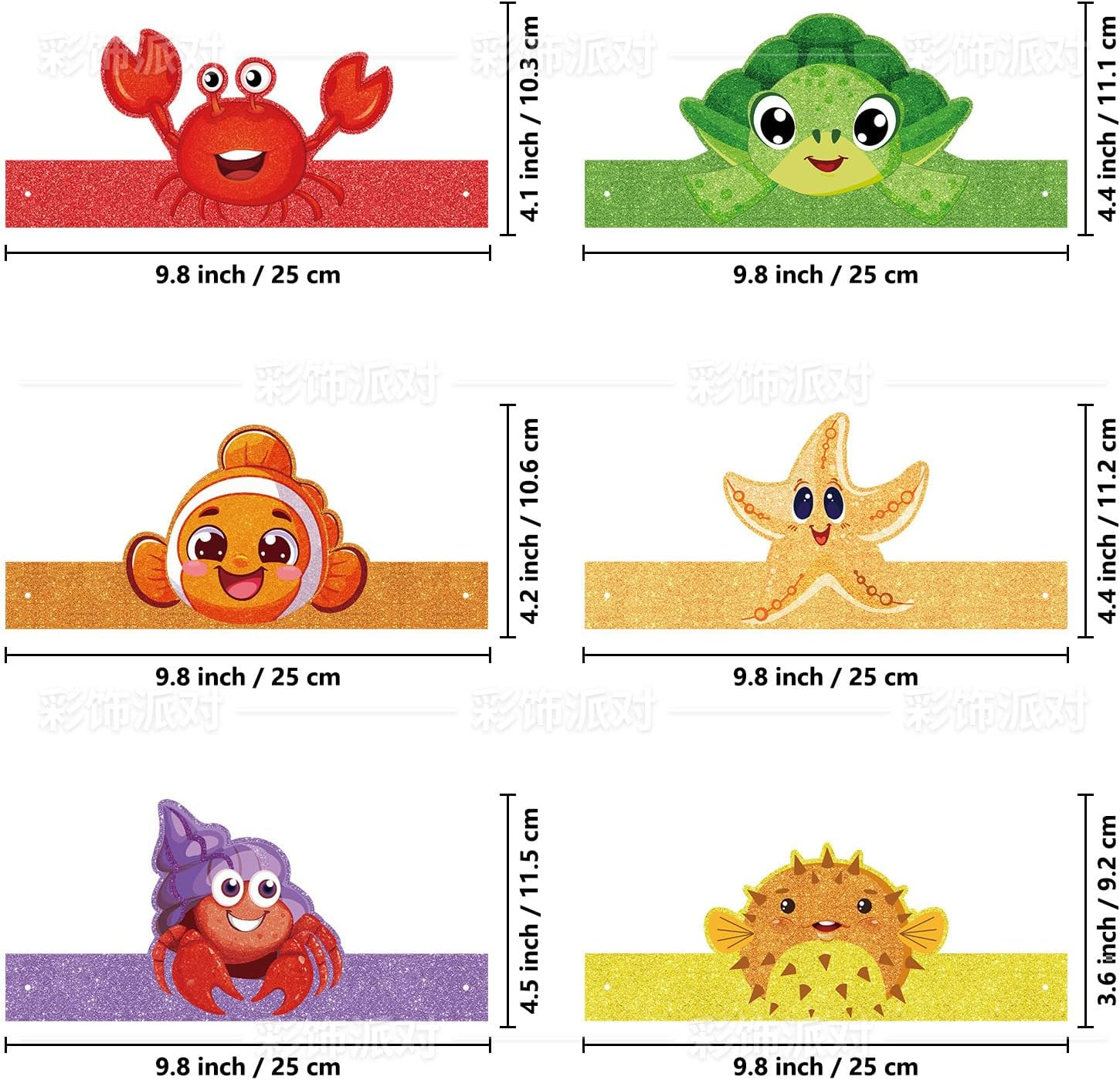 Buziba 24 Pcs Sea Animal Party Favors under Ocean Paper Glasses Sea Animals Headbands Hats Photo Props Decoration for Birthday Party Supplies image number 4
