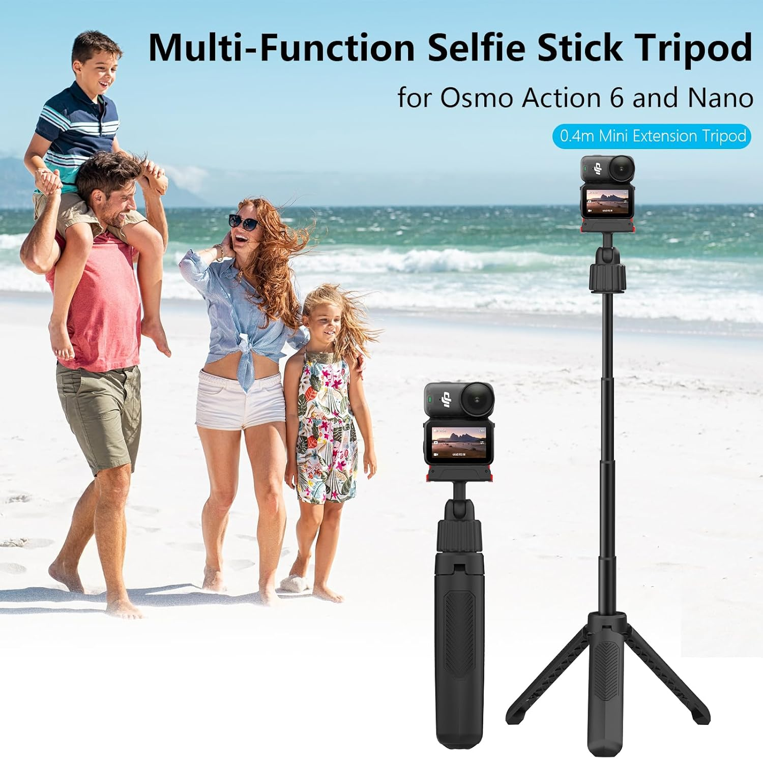 40Cm/15.75" Selfie Stick Tripod Stand for Osmo Nano Action 6 with Magnetic Quick Release Adapter, 360 Rotation Mini Extension Rod Extended Pole Handle Grip Monopod for DJI Nano Osmo 6 Accessories image number 3