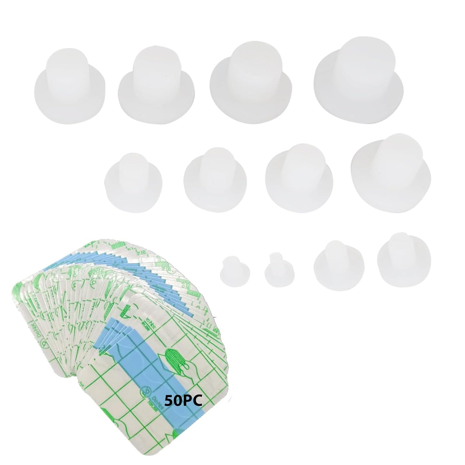 NIIIYTYB 12 Pcs Belly Button Plug Silicone Shaper and 50Pcs Tape - Tummy Training for Umbilical Hernia Repair- Retainer, Cover, and Healing Tool for Dress Supplies