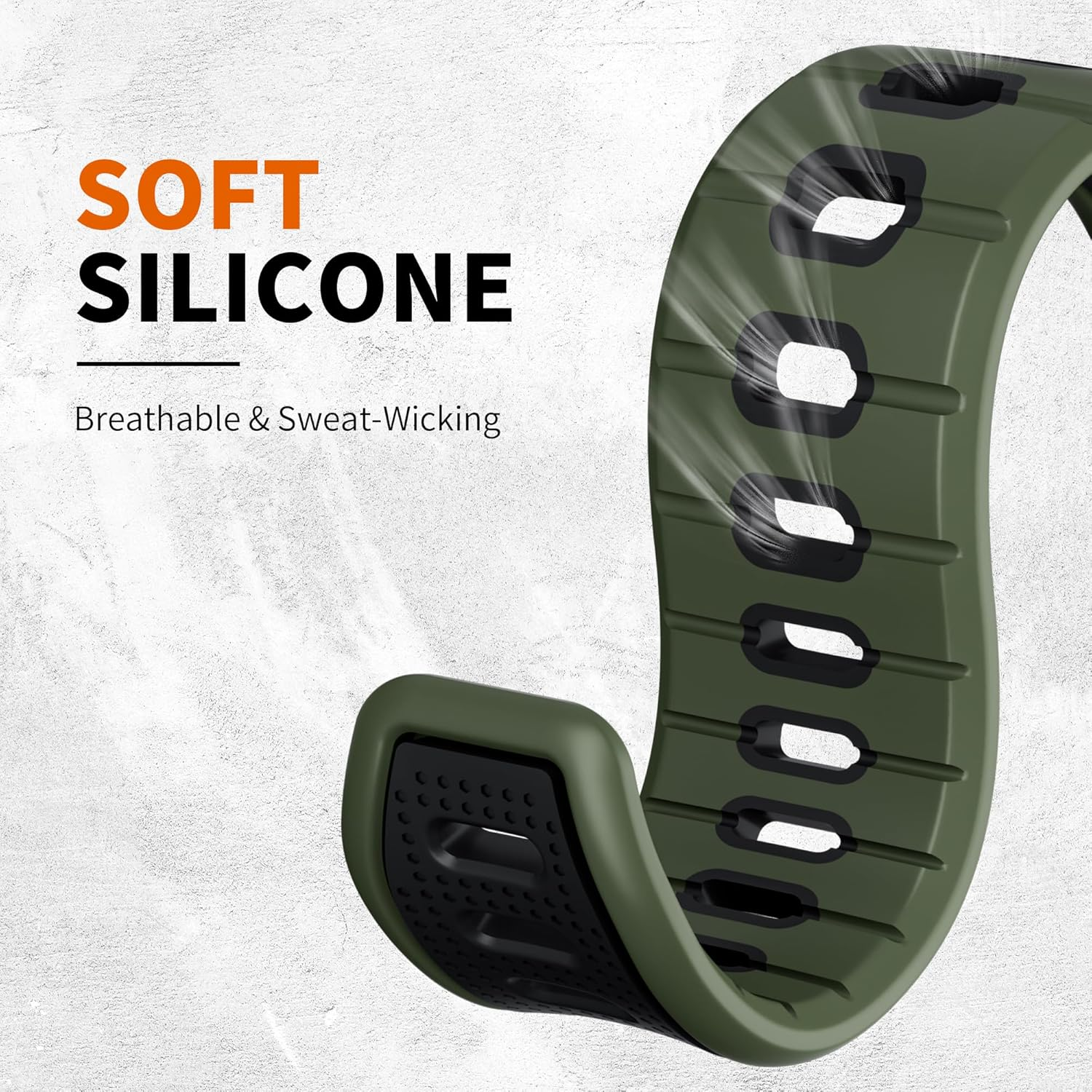 Silicone Band for Samsung Galaxy Watch 7/6/5/4 Band 40Mm 44Mm/Galaxy Watch 6 Classic 47Mm 43Mm/Watch 4 Classic 46Mm 42Mm/Fe 40Mm Men Women, Rugged No Gap Sport Band for Samsung Watch 5 Pro 45Mm image number 1