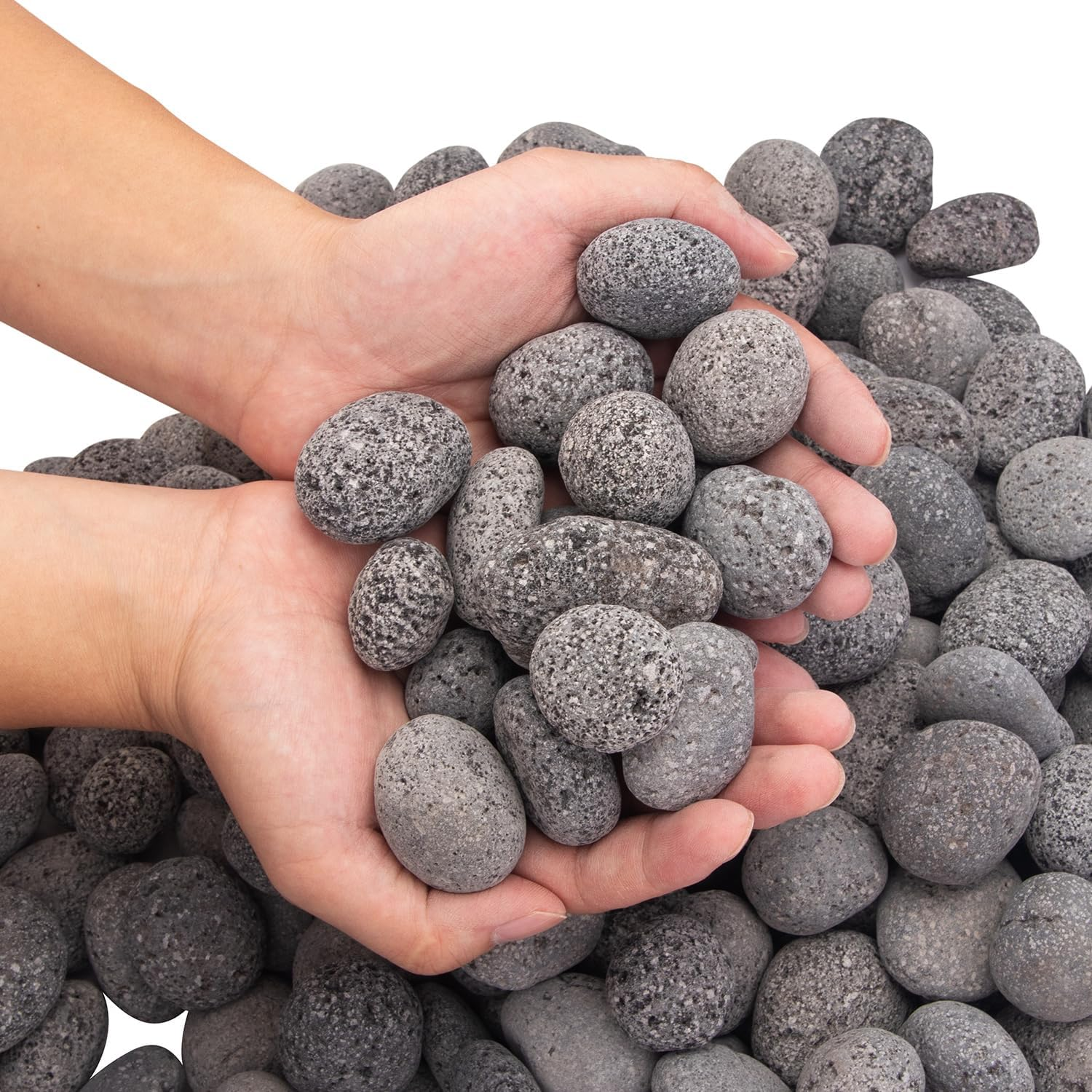 18 Pounds Black Lava Rocks for Fire Pit,Natural Lava Fire Stones,Volcanic Rock for Gas Fire Pit and Fireplace (1"-2") image number 1