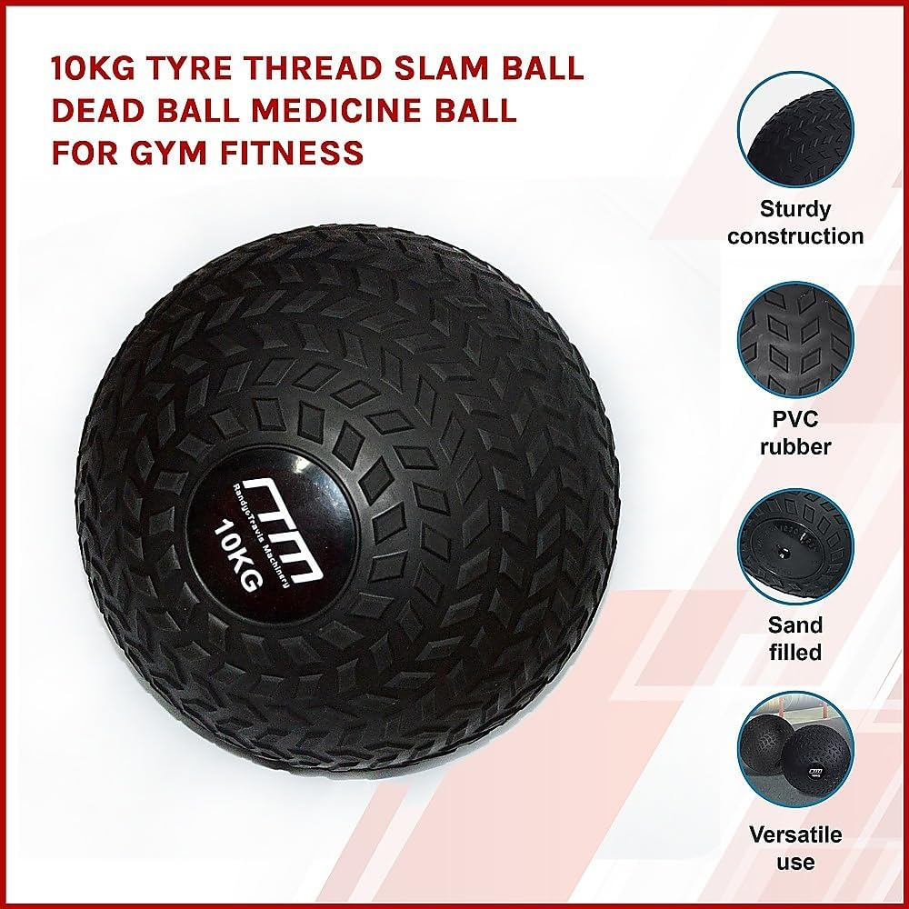 10Kg Non-Bounce Tyre Thread Slam Ball Dead Ball Medicine Ball for Gym Fitness MMA Volleyball Sports Core Strength Circuit Training Strength and Endurance Training Weights Exercise Workout image number 5