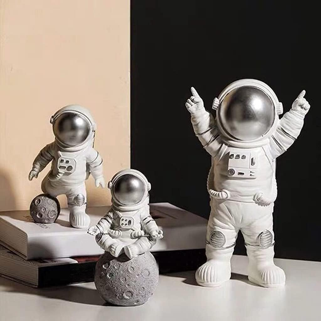 Spaceman Statue Astronaut Figurine Resin Spaceman Model Ornament Astronaut Sculpture for Home Office Desktop Tabletop Decoration - Gold Victory image number 1