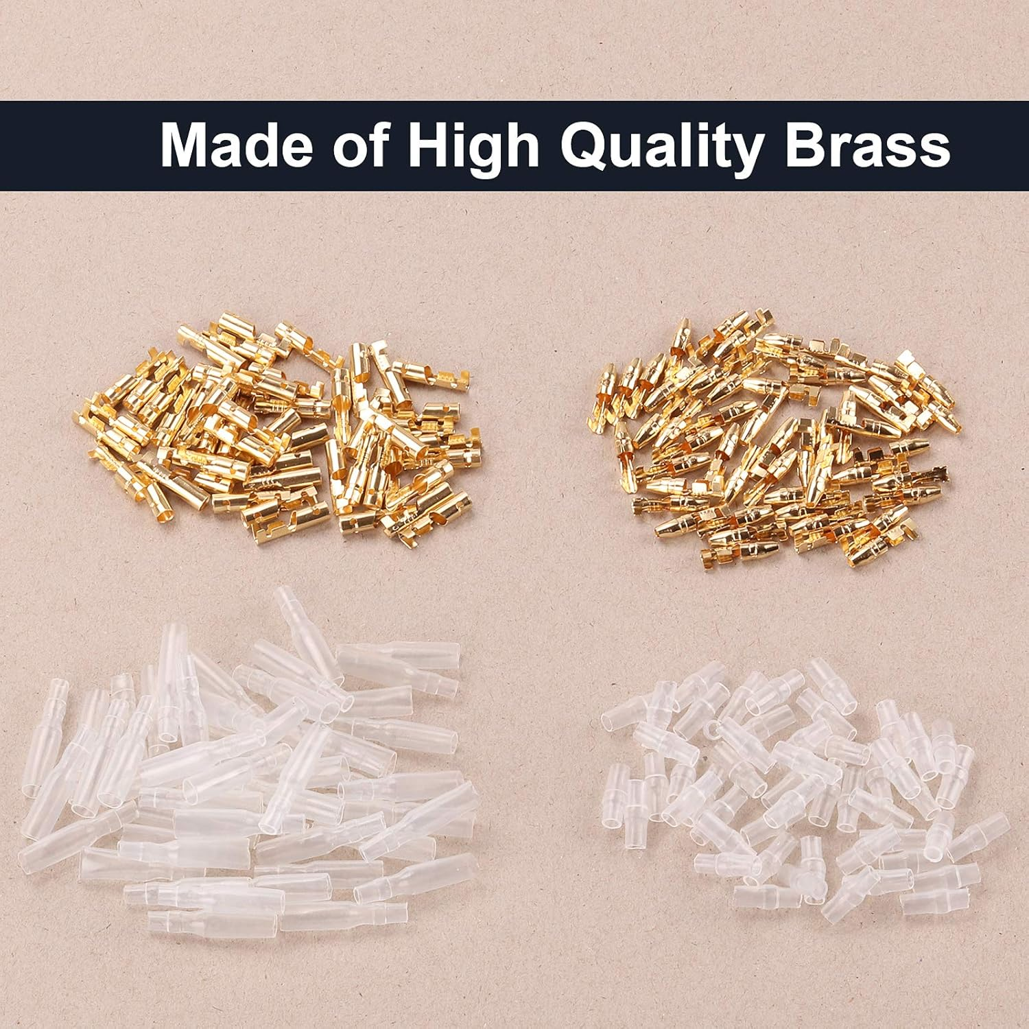 Kinstecks 200PCS 3.9Mm Bullet Connectors Kit Brass Bullet Male & Female Wire Terminals Connector with Insulation Cover for Motorcycle Motorbike Car Truck Scooter Boats Electric Instruments image number 5