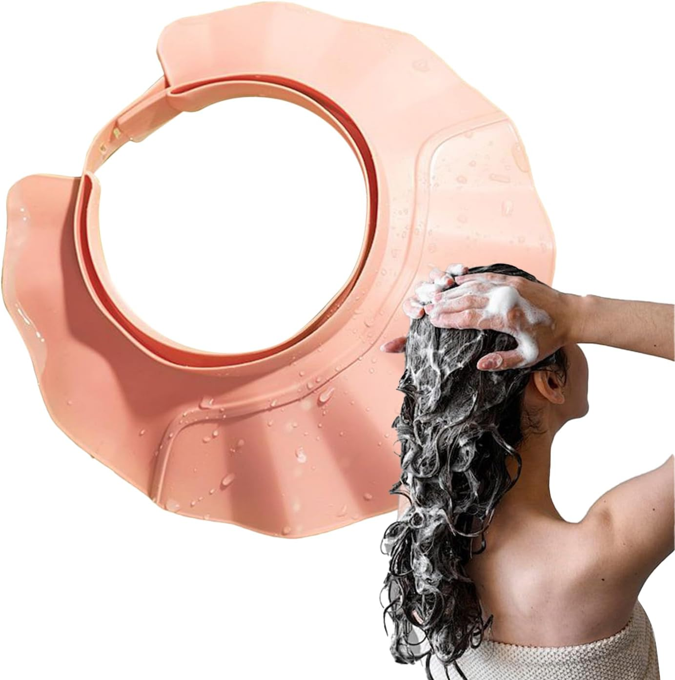 Rrlihjgu Shower Visor for Kids,Soft Head Eye Ear Protection Shampoo Shower Hat | Bath Hats for Kids Hair Washing | for Toddler Adults Children Boys Girls Elderly Pregnant Disabled