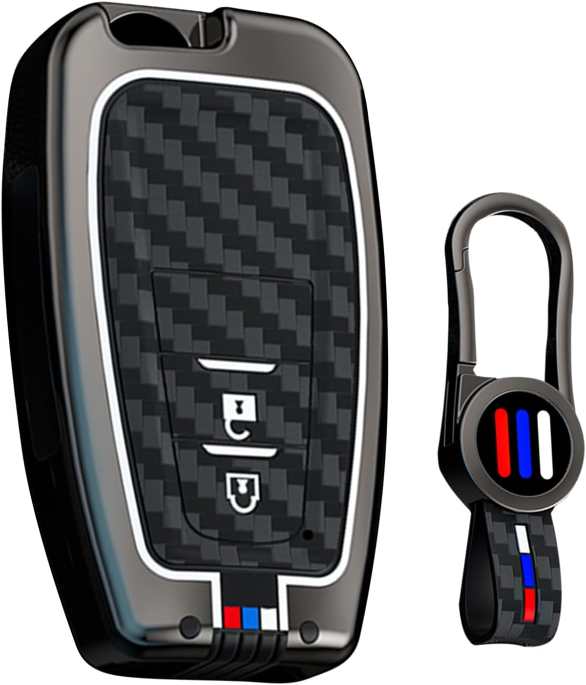 Ontto Luminous Car Key Cover Fit for Toyota RAV4 Camry Prius Prime Avalon C-HR GT86 Highlander Prado Yaris Metal Smart Shell Case Key Holder Keyring Keychain Accessories 2 Buttons Black