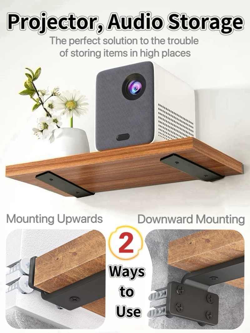 Shelf Bracket, 6 Pack 8 Inch Long L-Shaped Floating Shelf Bracket, Heavy Duty Shelf Bracket, 1/5-Inch Thick Metal Wall Shelf, 160 Lb Weight Capacity, Wood Shelf Support DIY Bracket (Matte Black) image number 6