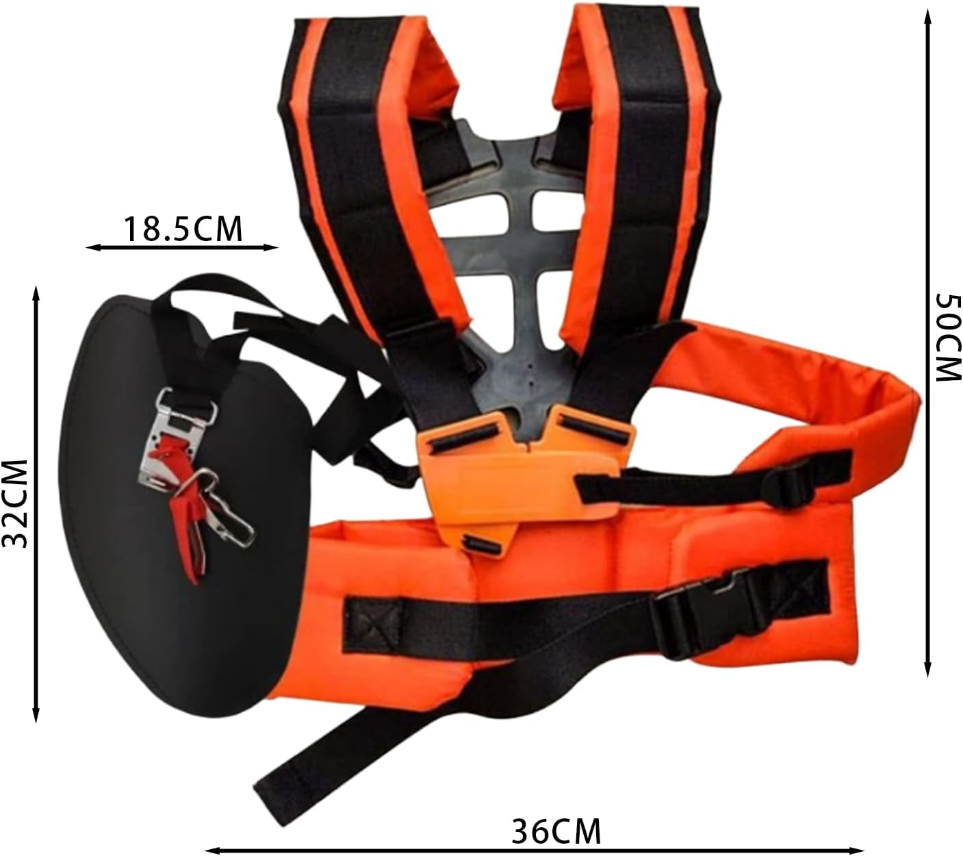 Double Shoulder Strap for Brush Cutter, Lawn Trimmer, and Weed Wacker - Adjustable Tool Belt with Brushcutter Accessories, Compatible with Most Garden Power Tools（Black） - Haheihei