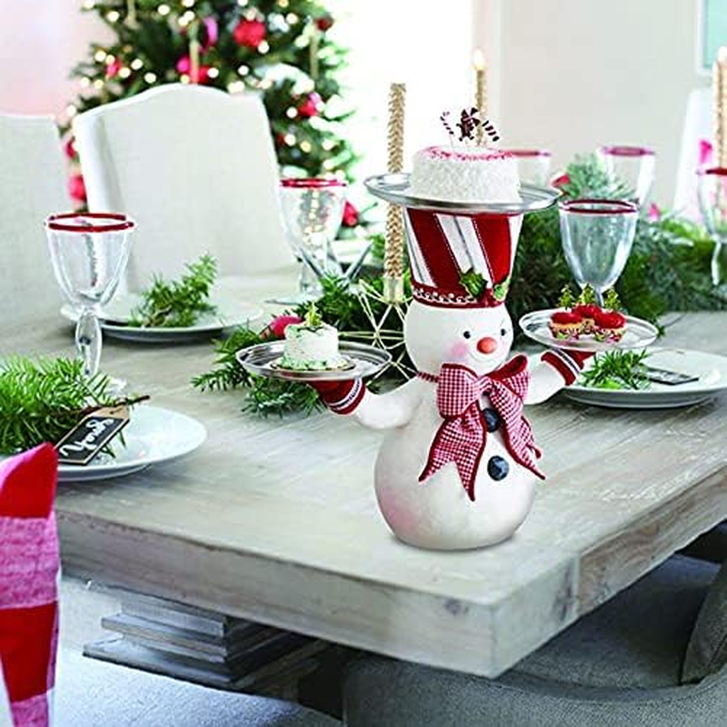 Christmas Snowman Treats Holder, Resin Snowman Statue Desktop Ornament Creative Snack Rack with 3 Trays Snowman Figure Snack Tray Rack for Home/942 (Size : Snowman+Tray(3Pcs)) image number 4