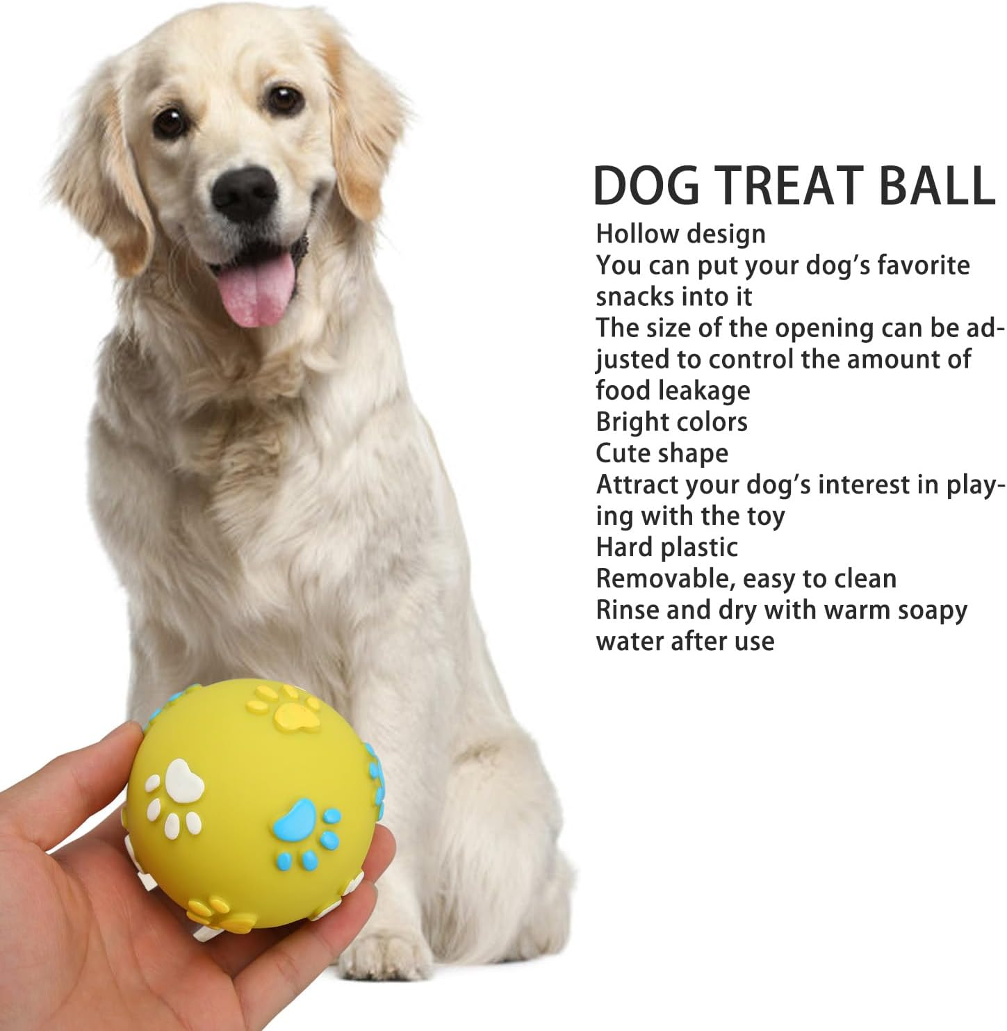 EVTSCAN Squeaky Dog Chew Ball Toy, Dog Treat Dispensing Ball, Puppy Chew Toys for Teething, Puppy Behavioral Training Aid Toy Dog Stuff