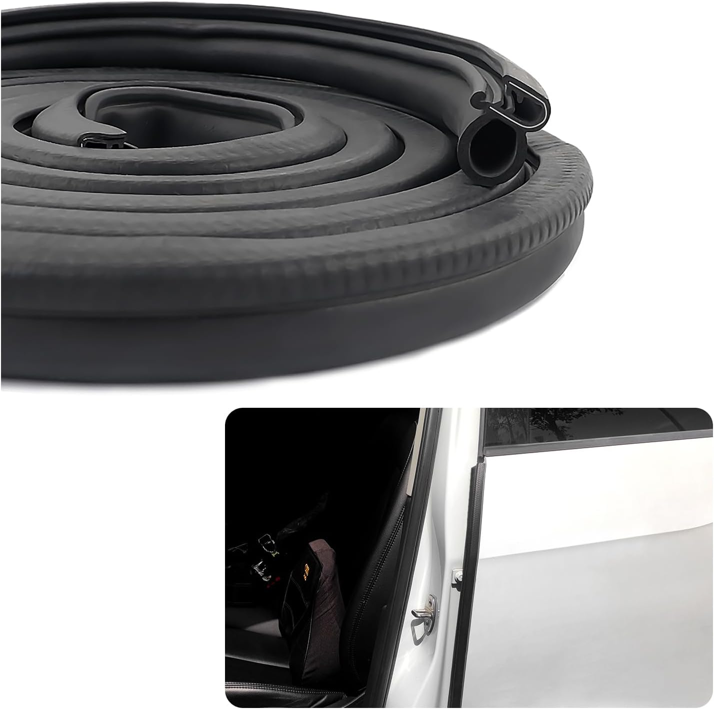 10Ft Car Door Weather Stripping Door Seal Strip,U-Shaped Rubber Edge Trim with Steel Strip Door Sealers for Door Frame of Car Truck SUV RV Boat Home,Keeps Cars Interior Tidy and Quieter (10Ft)