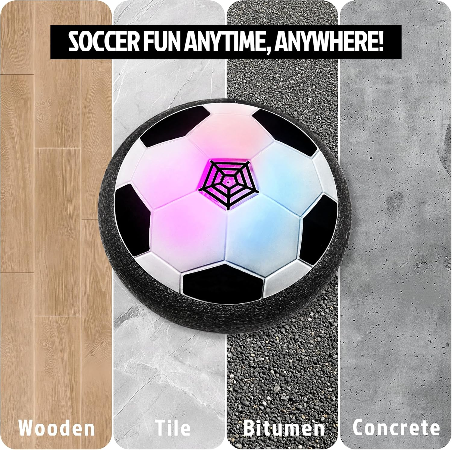 Hover Soccer Ball, Kids Toys for Boys Girls Age 3 4 5 6, Sport Indoor Outdoor Floating Soccer Boys Toys with Led Lights ＆ Foam Cushion, Football Game Birthday for 8-12 Year Old Boy Gift image number 3