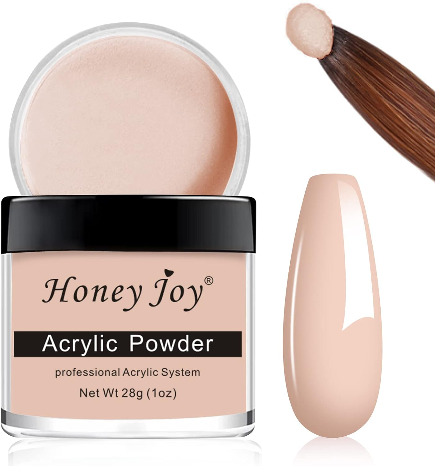 Acrylic Powder Clear White Nude Colored Polymer Nail Art for Acrylic Nails Extension No Need Nail Lamp, 1 Oz (Hj-Nap017-Nude)