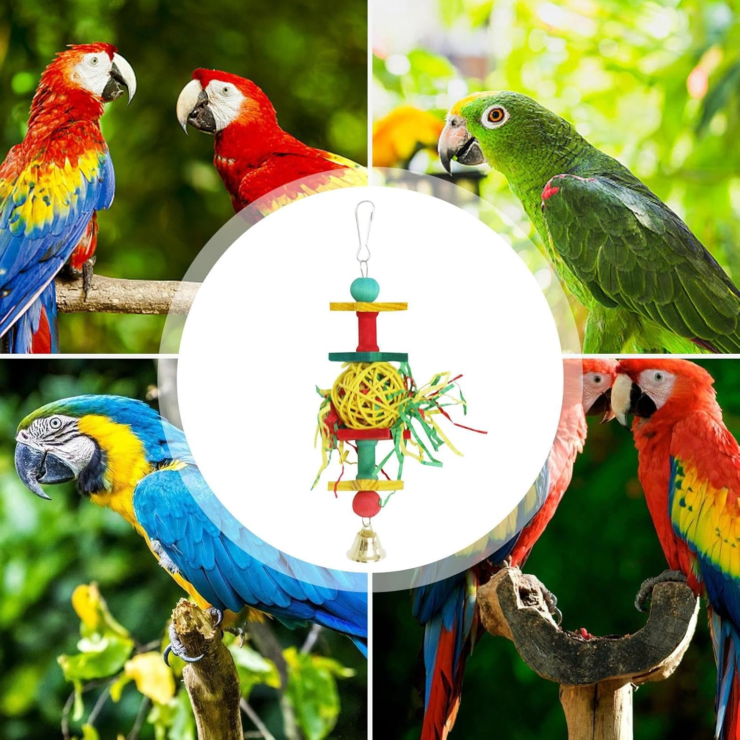 Bird Parrots Shredding Toys | Birds Foraging Shredding Toys with Metal Hook, Craft for Birdcage for Gerbil, Cockatiels, Parakeets, Chickens, Hamsters Pochy image number 5