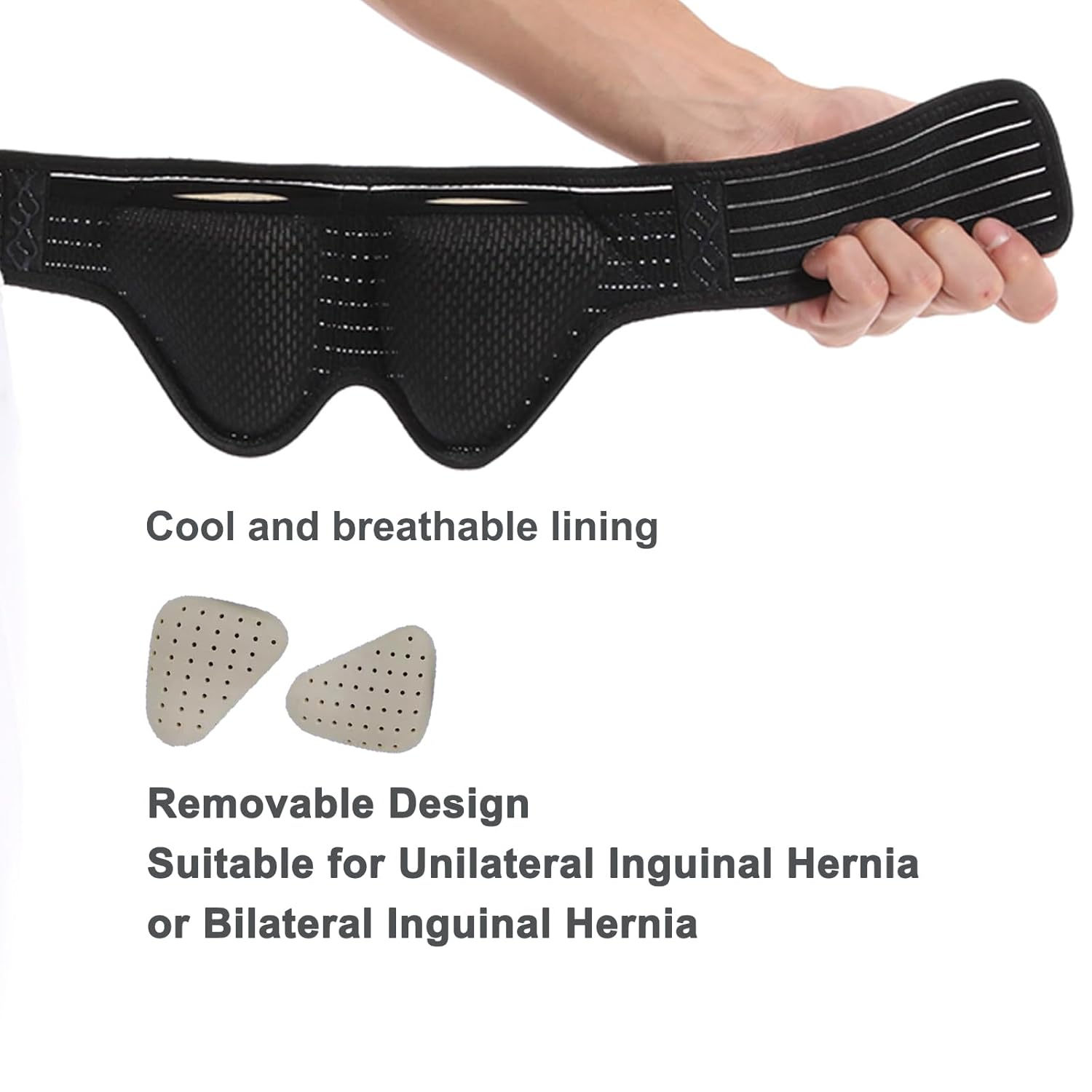 Inguinal Hernia Support Belt Groin Truss Brace - Two Removable Compression Pads -Adjustable Elastic Straps - for Pain Relief and to Assist in the Treatment of Inguinal or Lower Abdominal Hernias image number 1