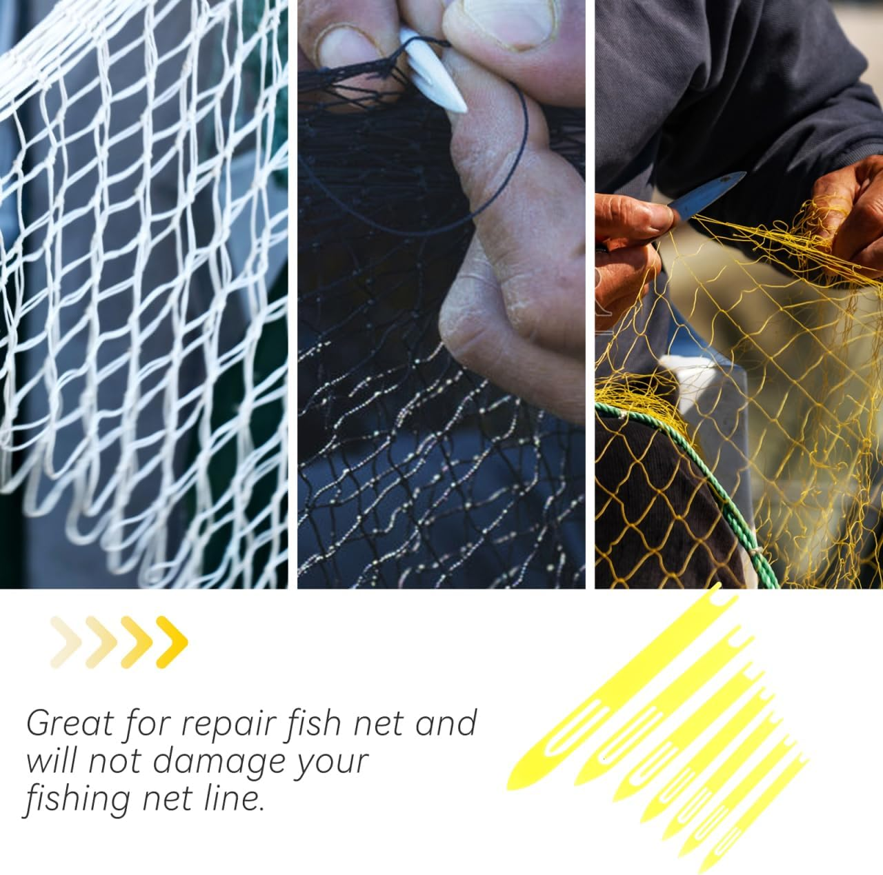 Operitacx Net Shuttle Tool Set - 7Pcs Durable Plastic Fishing Net Repair Shuttles for Mending Nets and Weaving image number 3