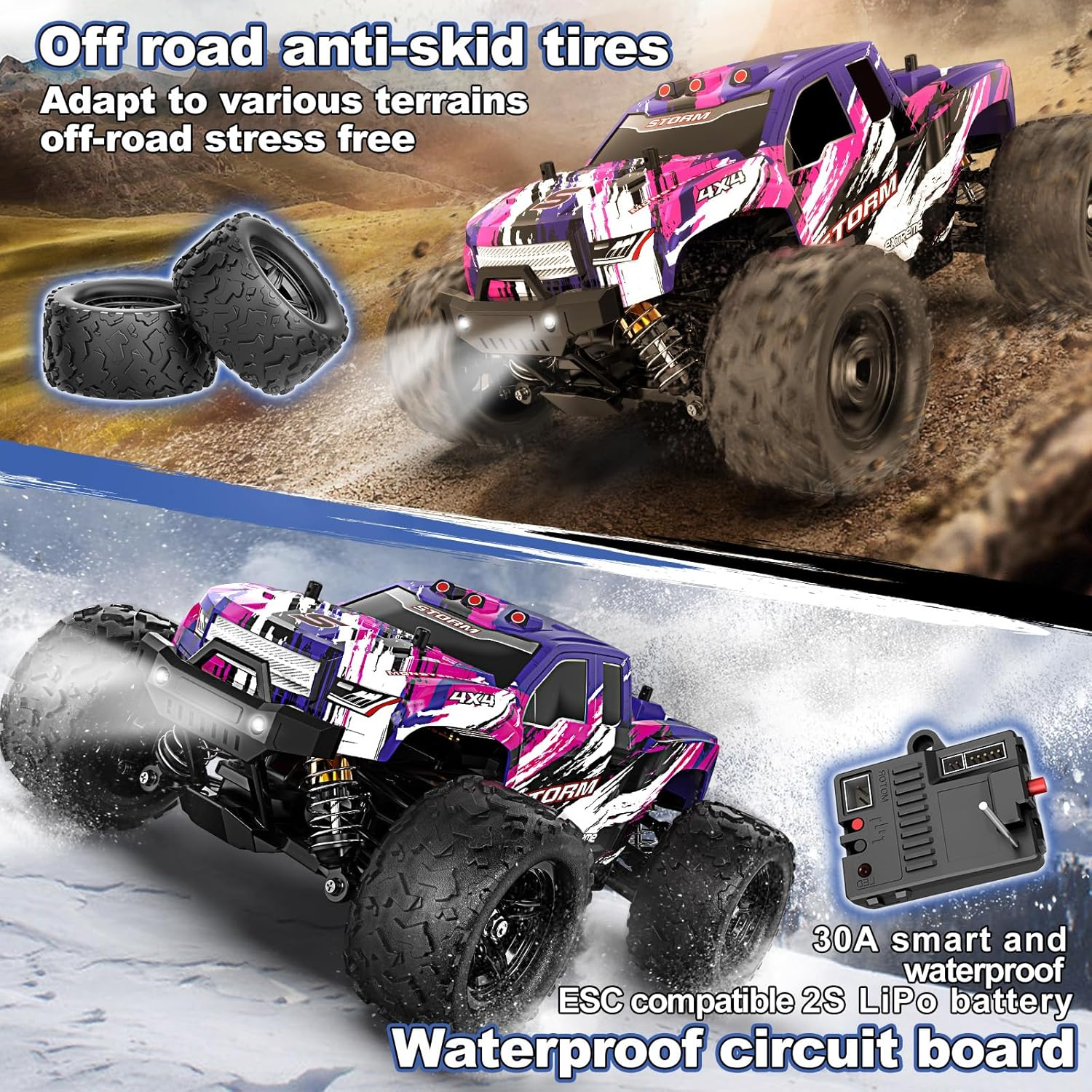 1:18 Entry-Level RC Cars for Adults & Boys, Off-Road RC Truck 40 Km/H, Carros De Control Remoto 4X4 with 2 Batteries, Fast Remote Control Car for Adults image number 1